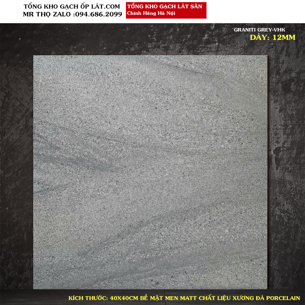 Gạch lát sân giả đá 40x40 Ấn Độ GRANITI GREY